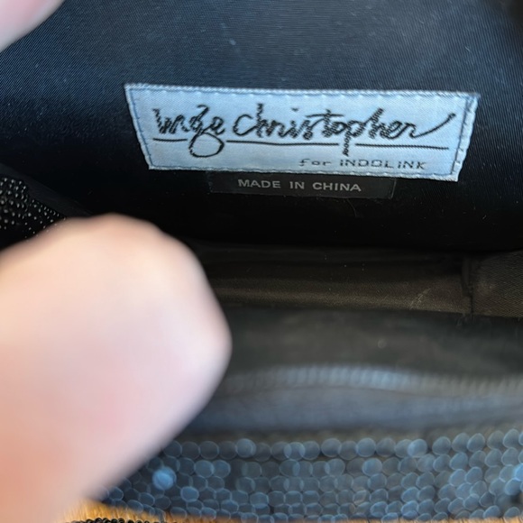 Inge Christopher Black Beaded Dress Bag. Hexagon shaped. Zip closure. NWT - Picture 3 of 6